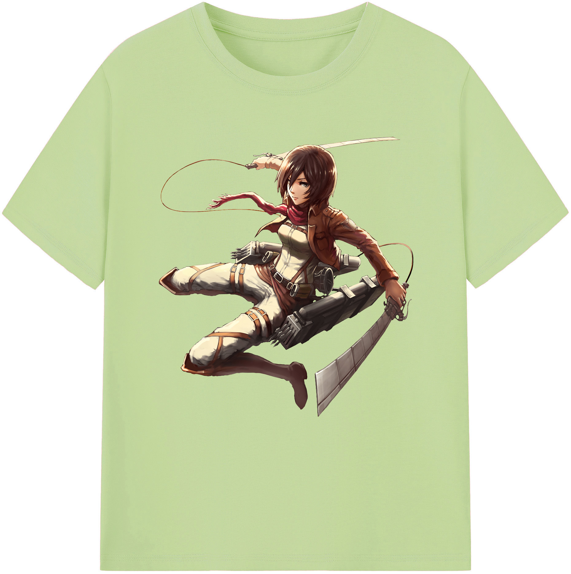 （画像用） 進撃の巨人 ミカサ·アッカーマン Attack on Titan Mikasa Ackerman 綿100％半袖Tシャツ（フロントプリント）